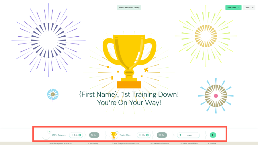 Creating a celebration in Xperiencify