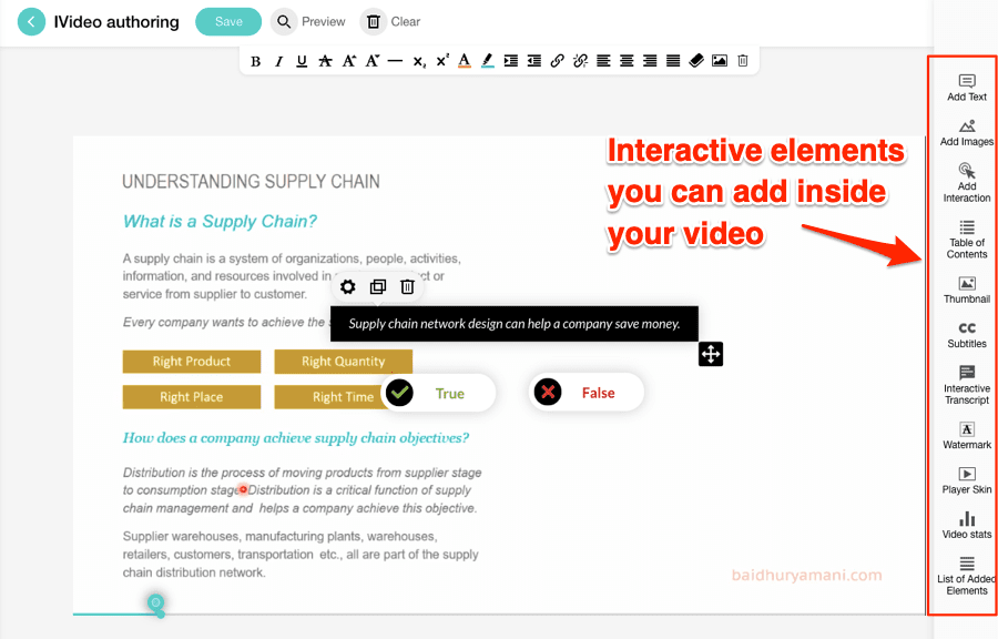 Adding interactive elements to a LearnWorlds video