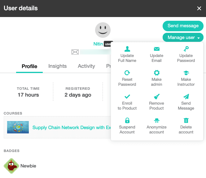 Managing user profile in your LearnWorlds school