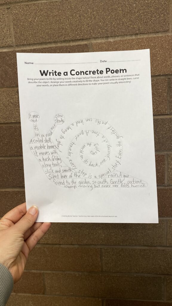 snail concrete poem