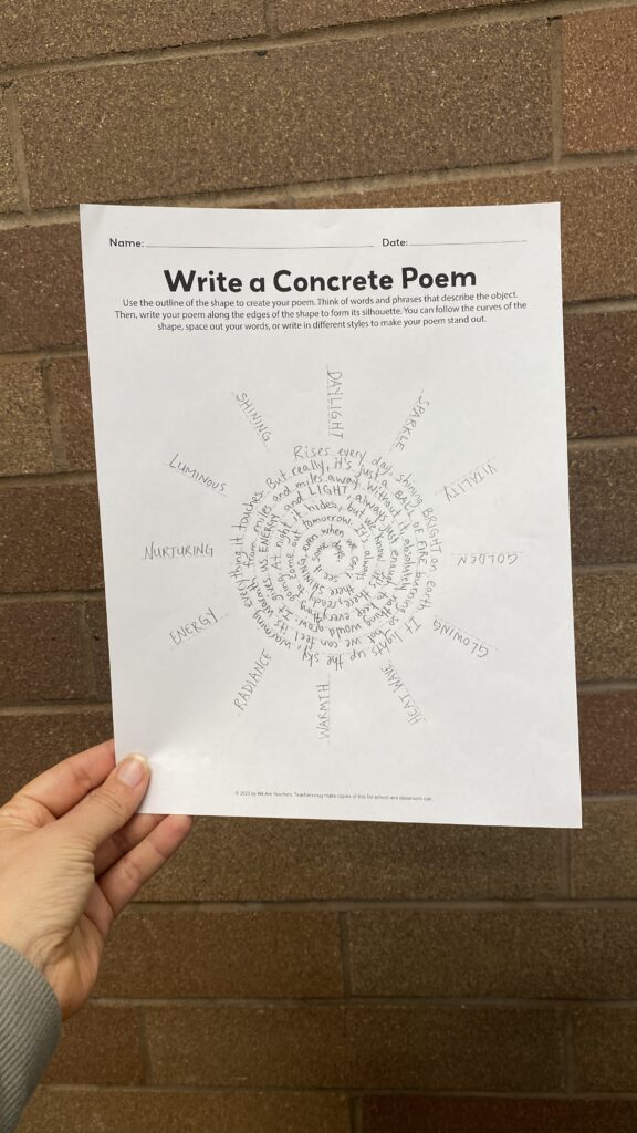 sun concrete poem