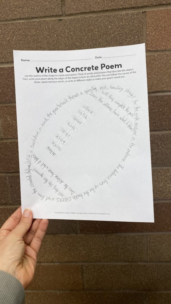 football concrete poem