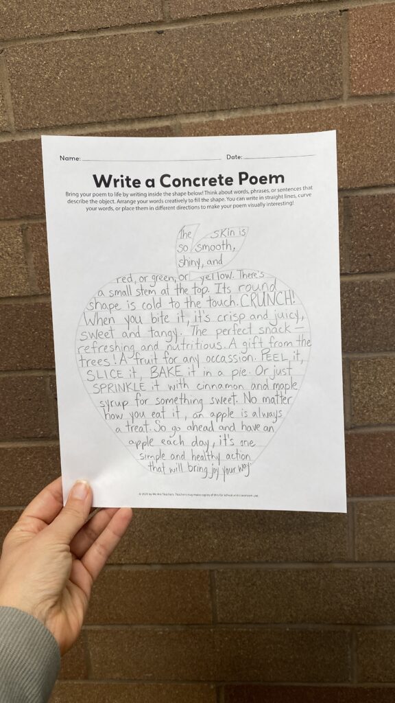 apple concrete poem