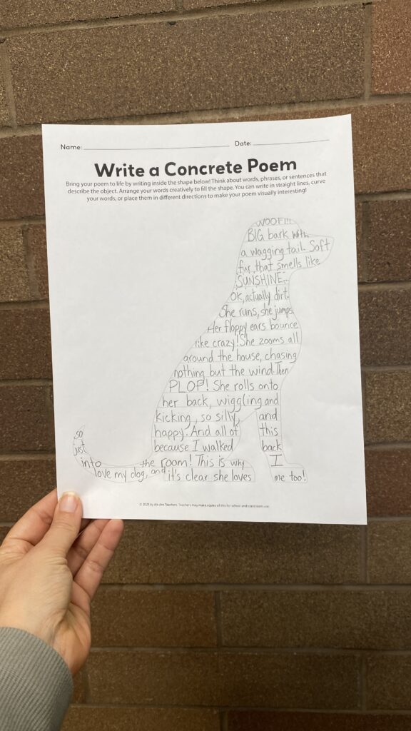 dog concrete poem