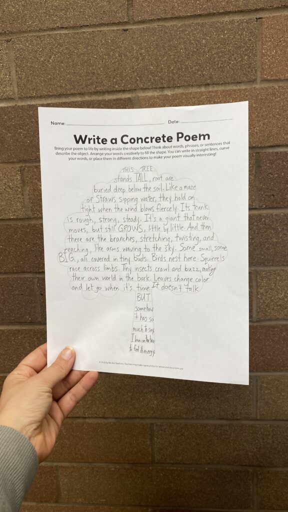 tree concrete poem
