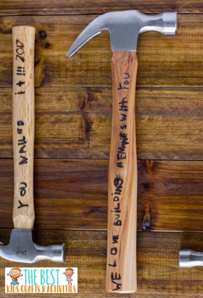 Hammer Two hammers with fathers day messages engraved in them.