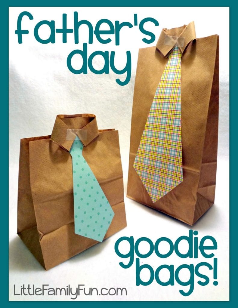 Goodie Bag Paper bags decorated to look like shirts and ties.