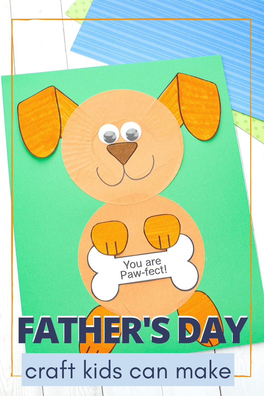 Dog Card A dog on a card is holding a bone that says You are Paw-fect.
