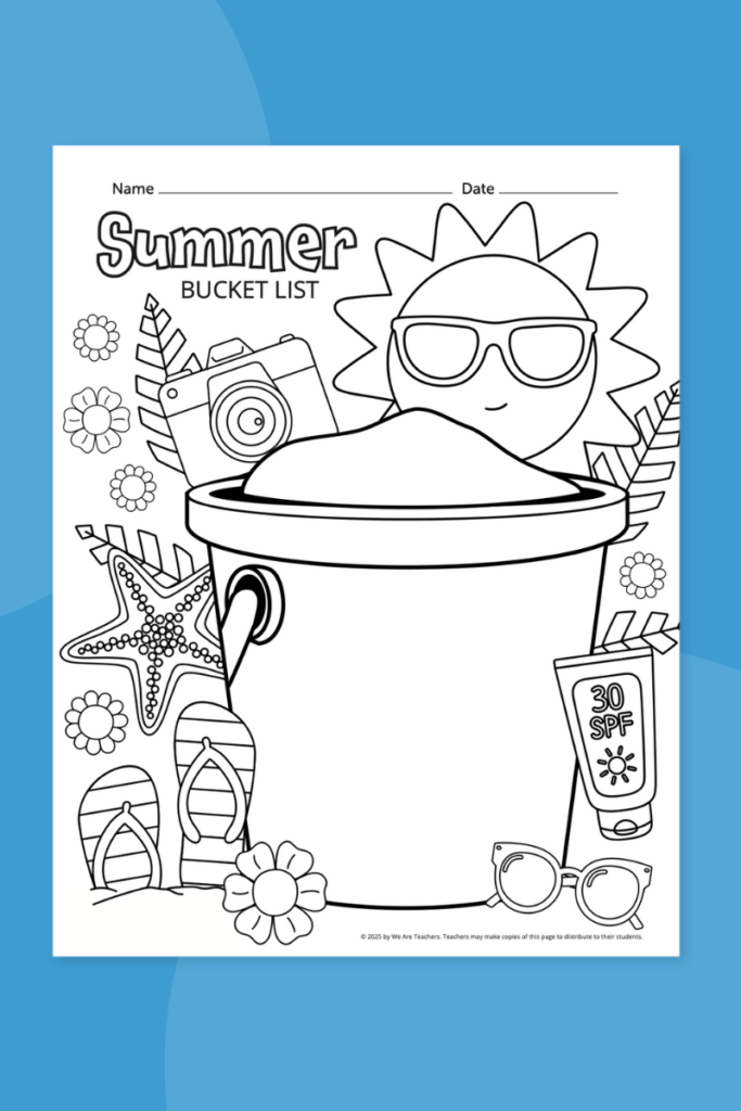 Summer List and Coloring Sheet