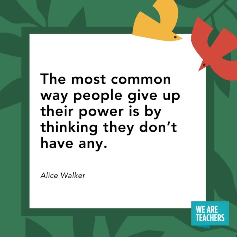  The most common way people give up their power is by thinking they don’t have any. — Alice Walker