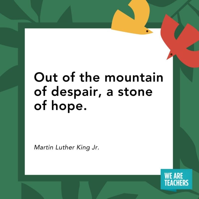 Out of the mountain of despair, a stone of hope. — Martin Luther King Jr.