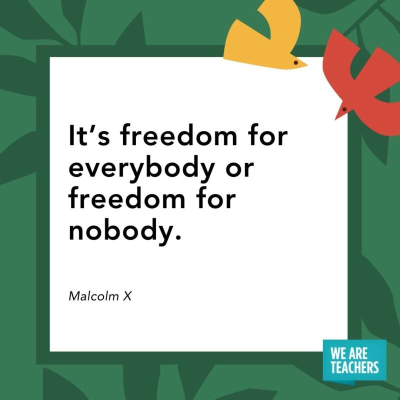 It’s freedom for everybody or freedom for nobody. — Malcolm X