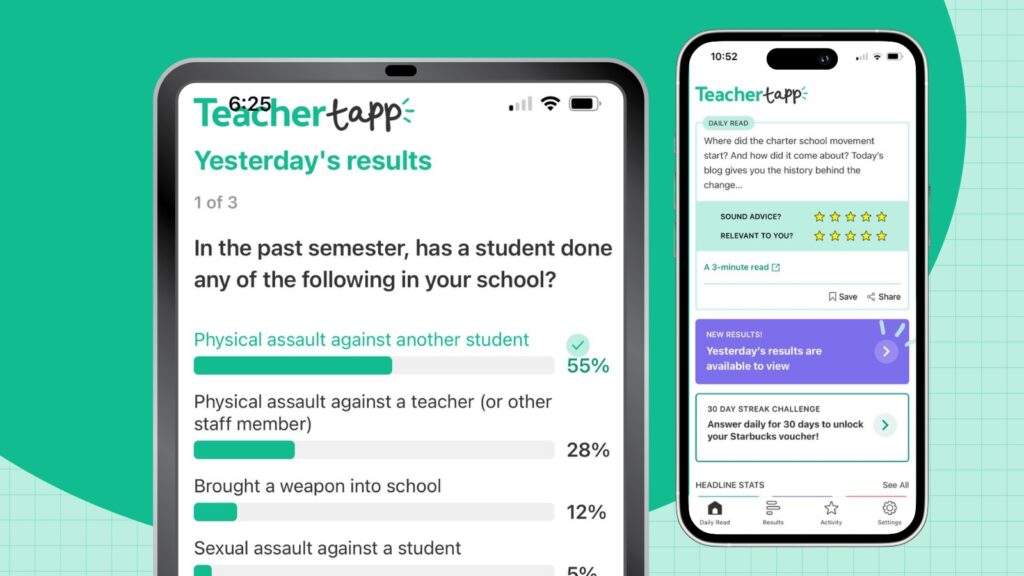 Images from the Teacher Tapp app