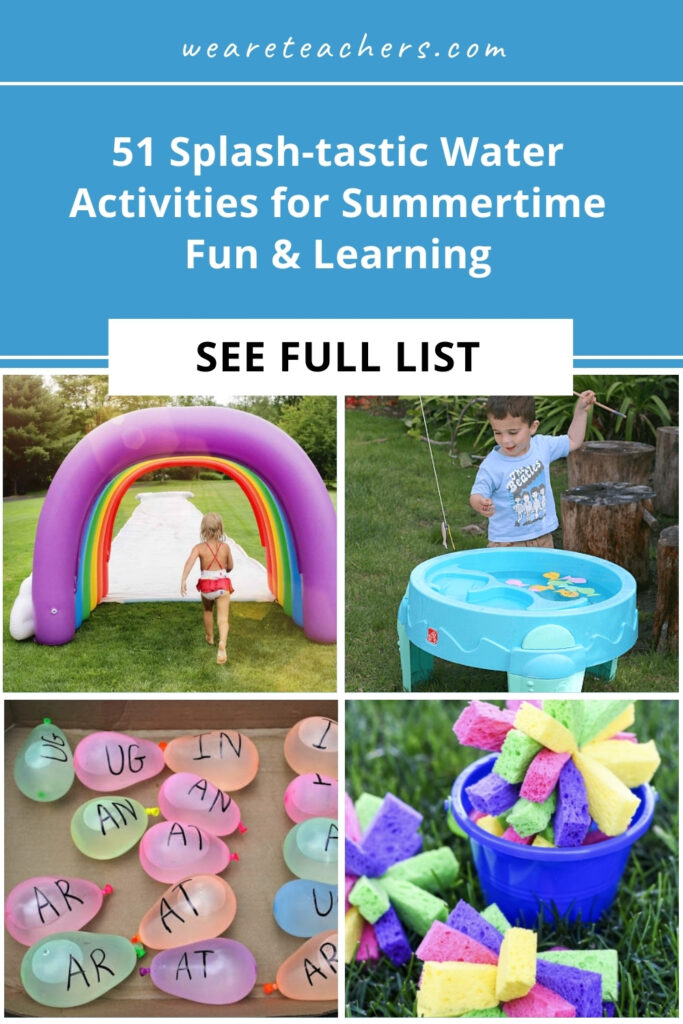 Water-Activities-1 Summertime is fun time with water activities, from making your own sprinkler to building water balloon yo-yos to creating a winding river.