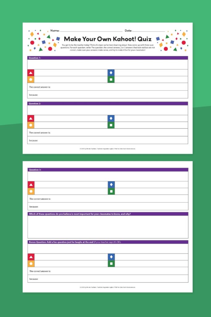 Kahoot! worksheet make your own quiz