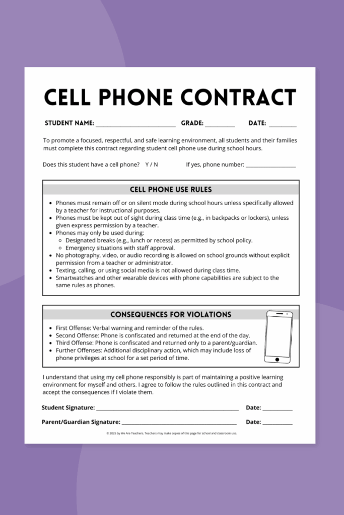 Detailed Cell Phone Contract for Teens