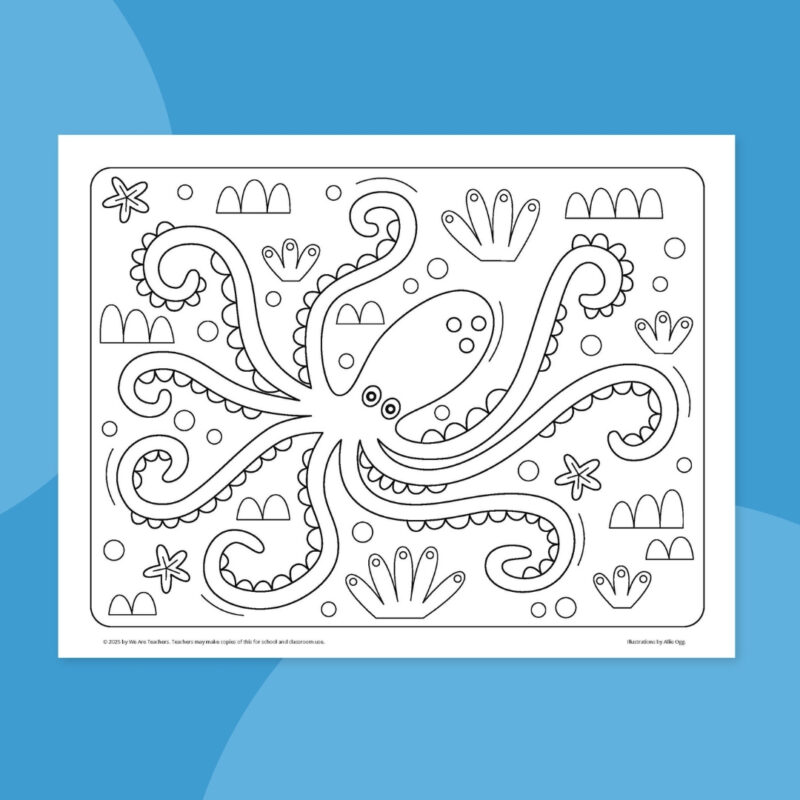 octopus-page ocean animal coloring page octopus