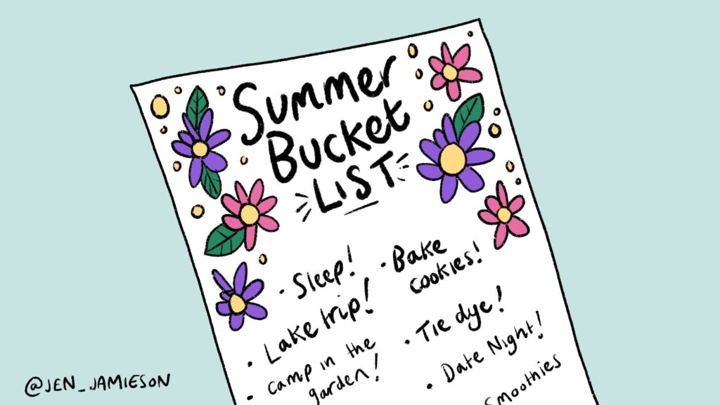Illustration of summer bucket list suggestions