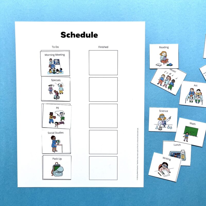 Binder schedule for classroom procedures 