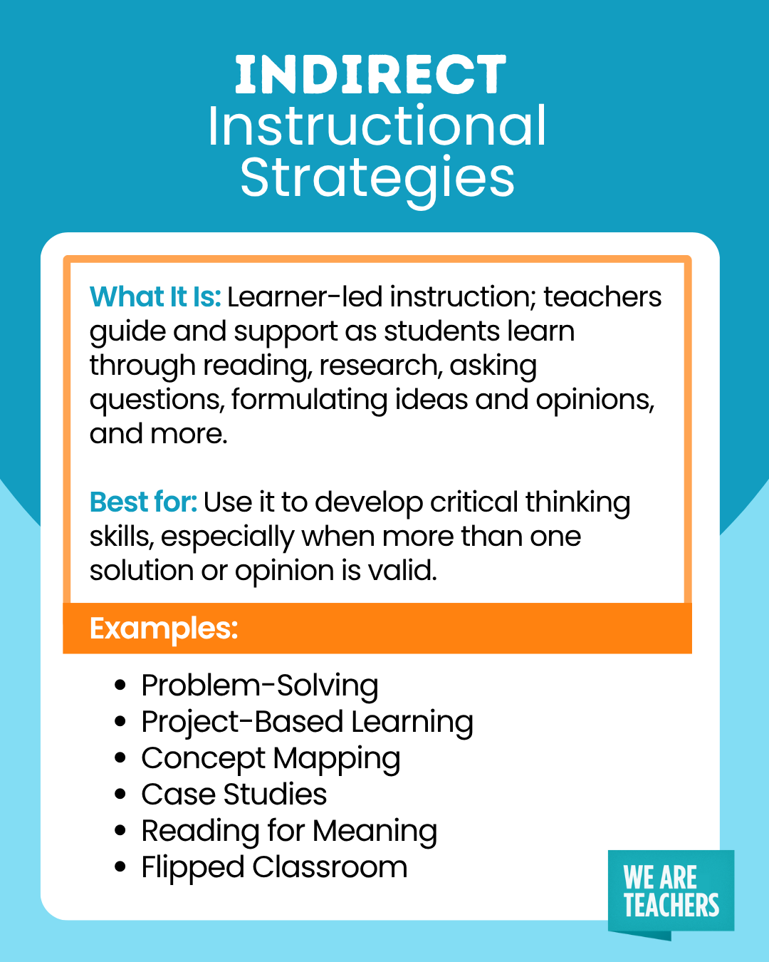 Indirect Instruction Instructional Strategies Examples
