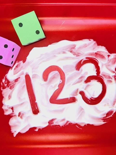 Shaving Cream with letters written in Shaving Cream with letters written in