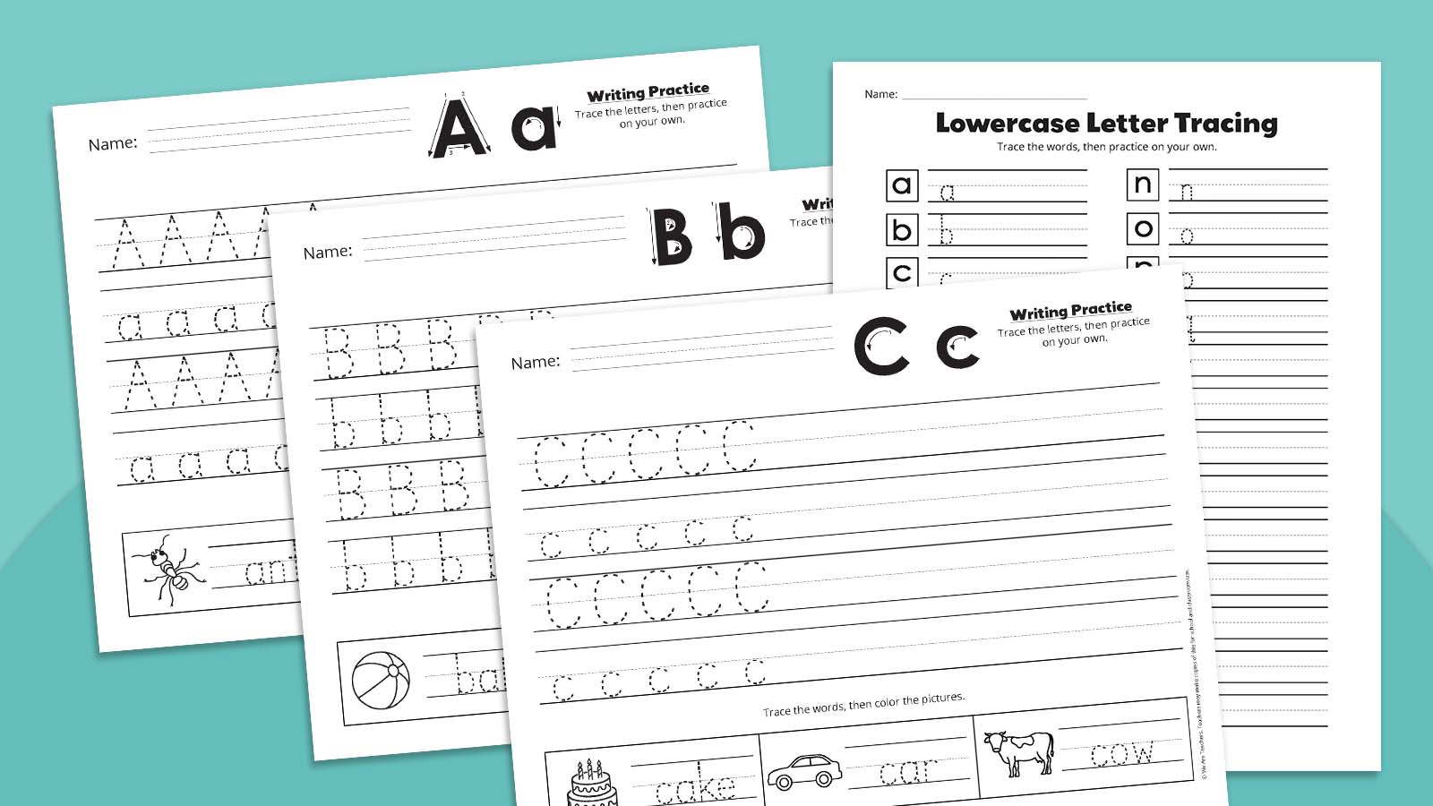 Get Our Free Bundle of Letter Tracing Worksheets Flat lays of letter tracing worksheets