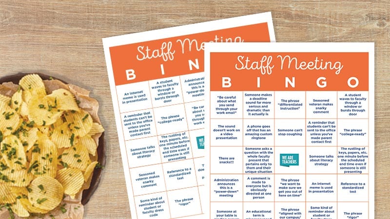 Faculty Meeting Bingo Faculty Meeting Bingo Cards printable team building activities