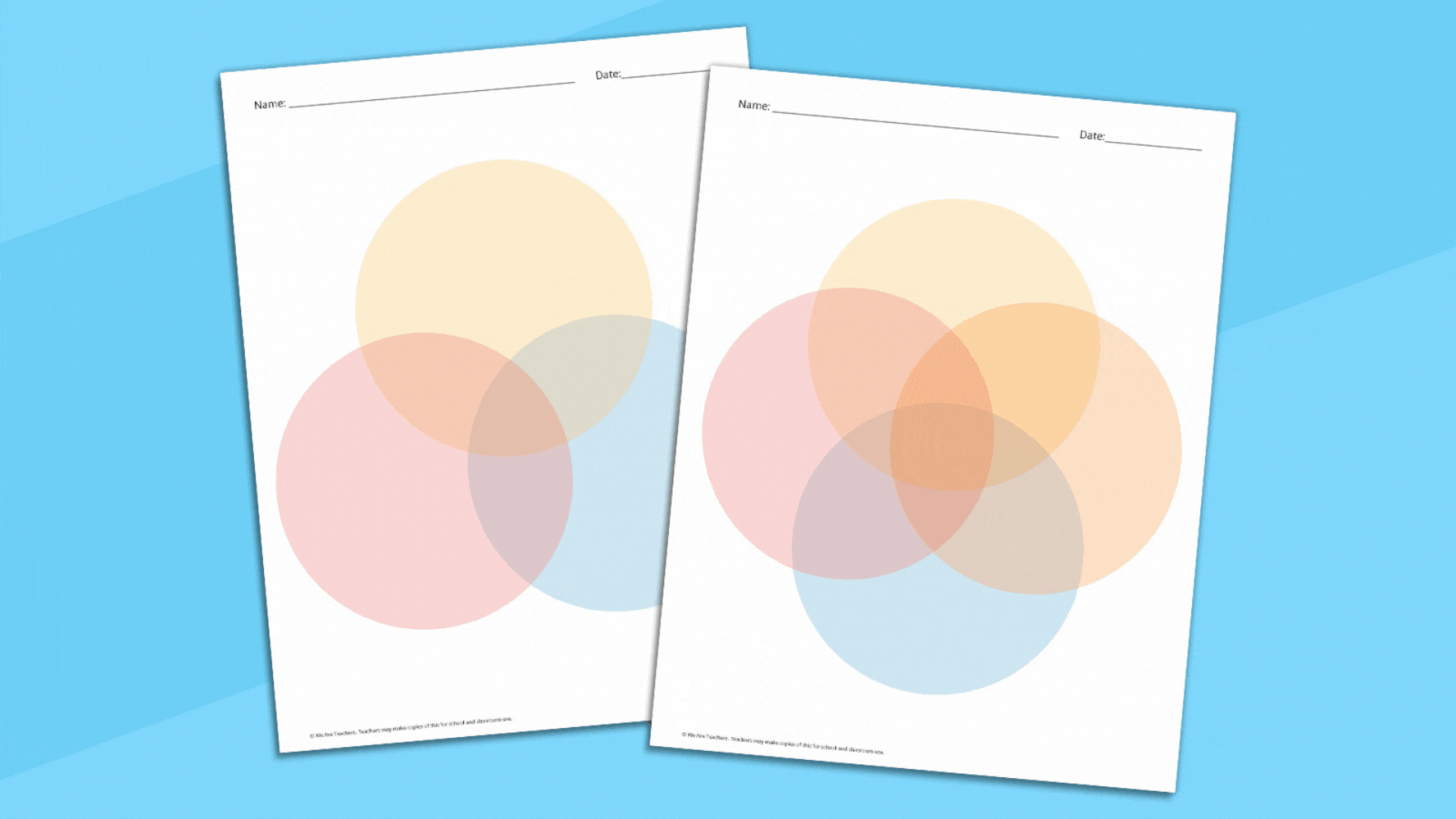 Gif featuring a selection of six Venn diagram templates on a blue background.