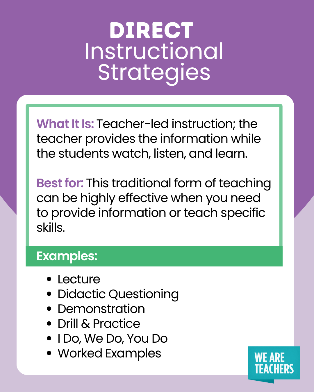 Samples of Direct Instruction Instructional Strategies