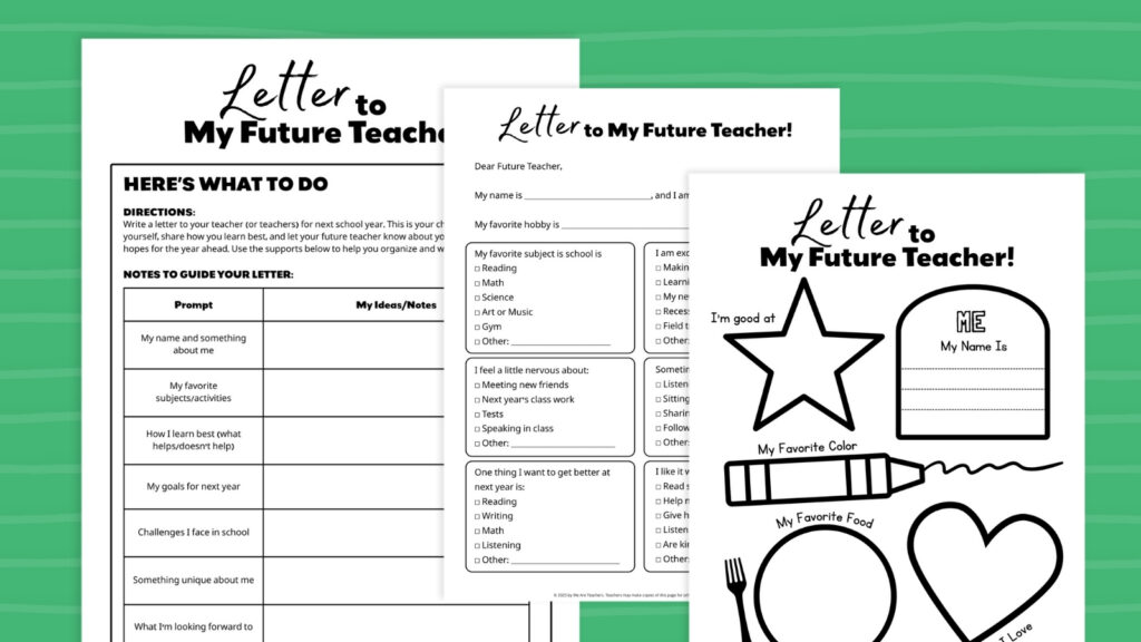 Letter to My Future Teacher template