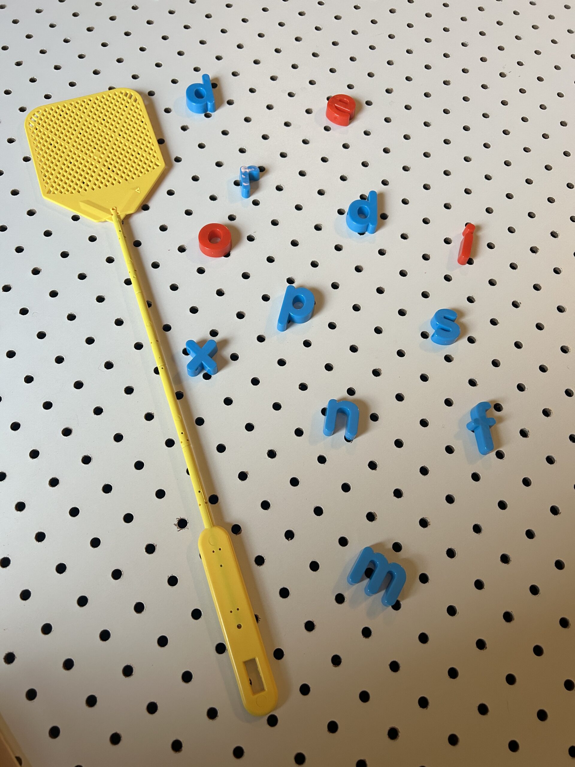 Slap the letter sounds with a fly swatter and plastic letters.