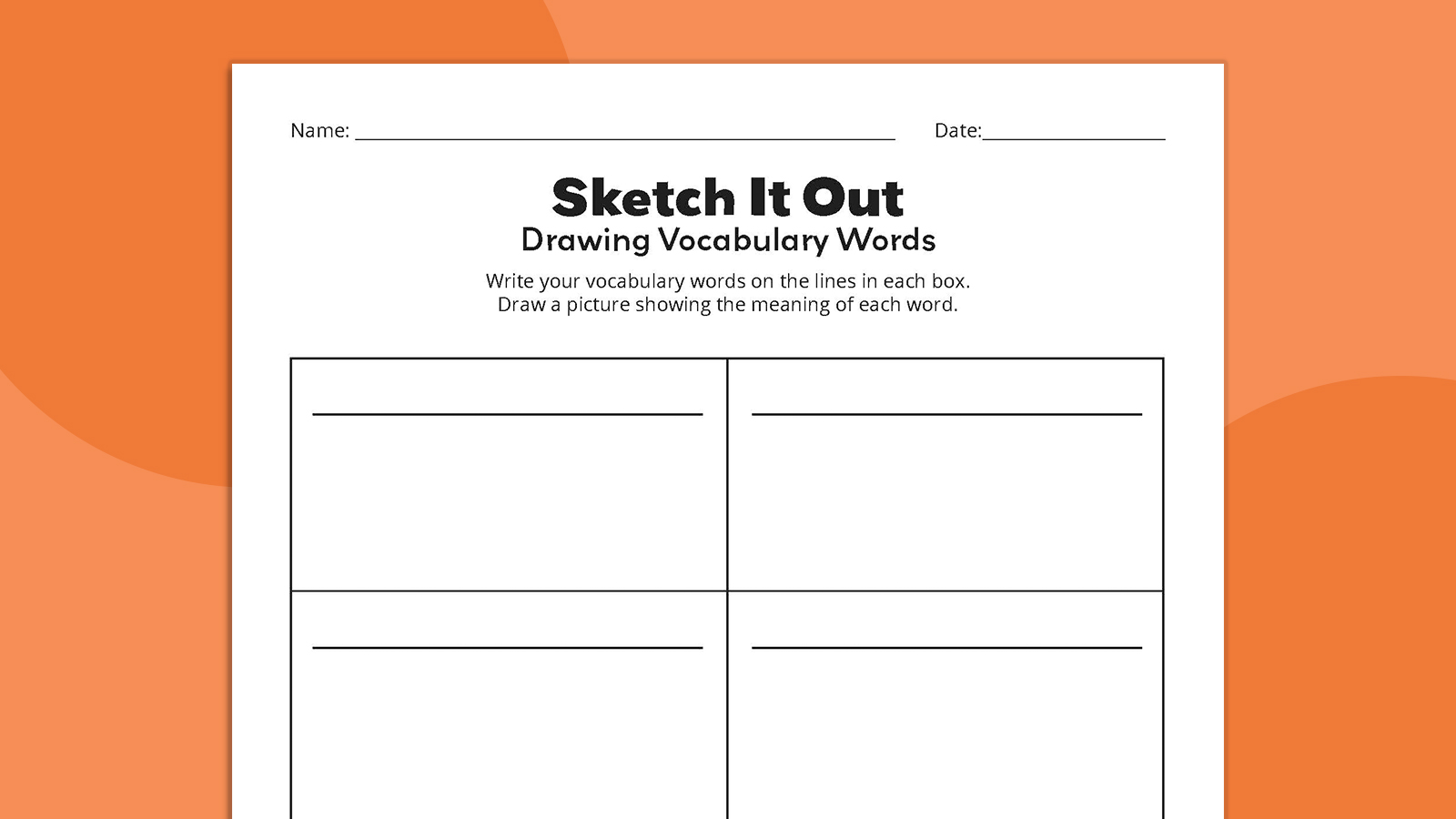 Flat lay of Sketch It Out worksheet