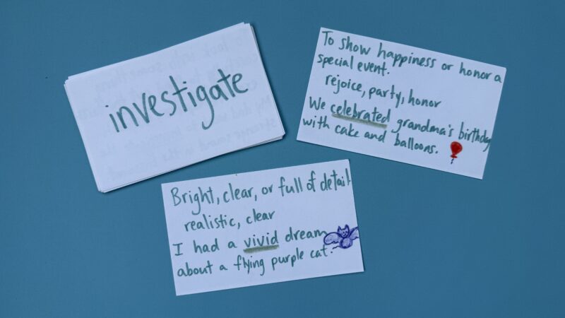 vocabulary activity flash cards