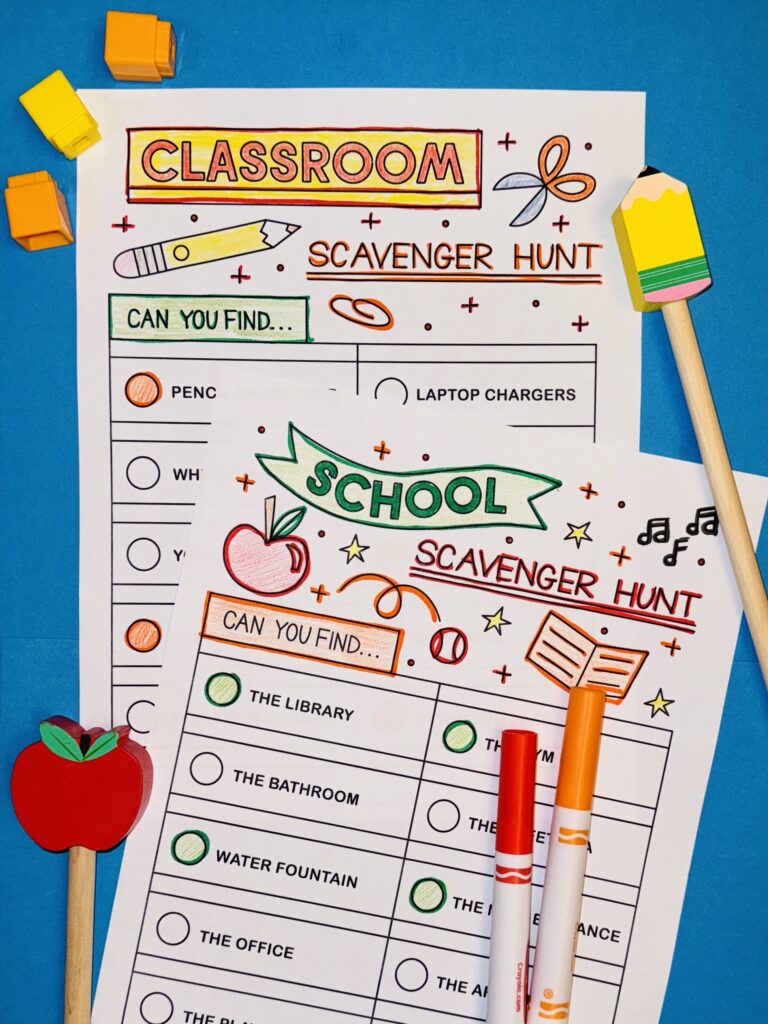 Two printable scavenger hunts for school