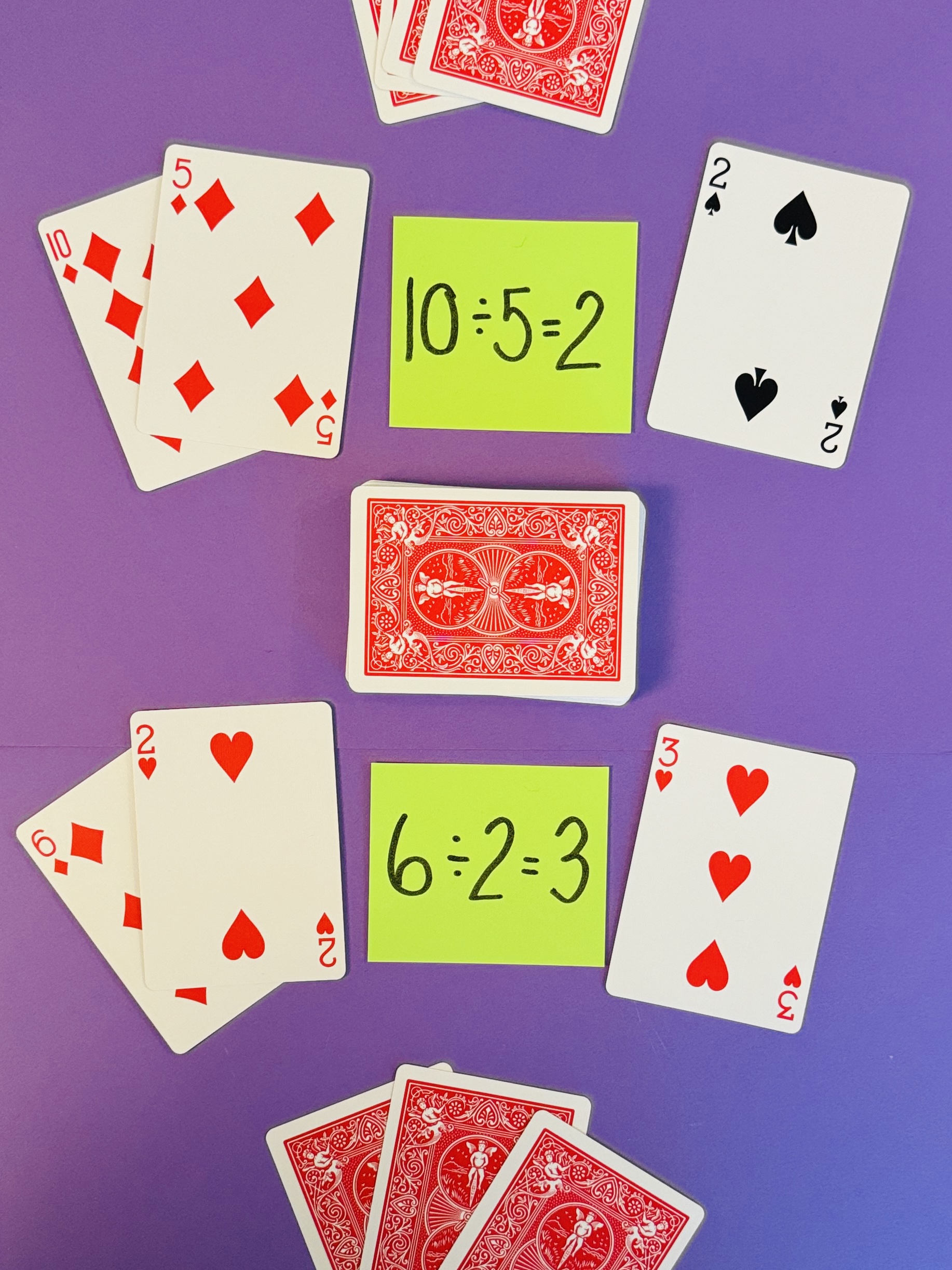 DivisionCardDiscards Deck of cards with division equations