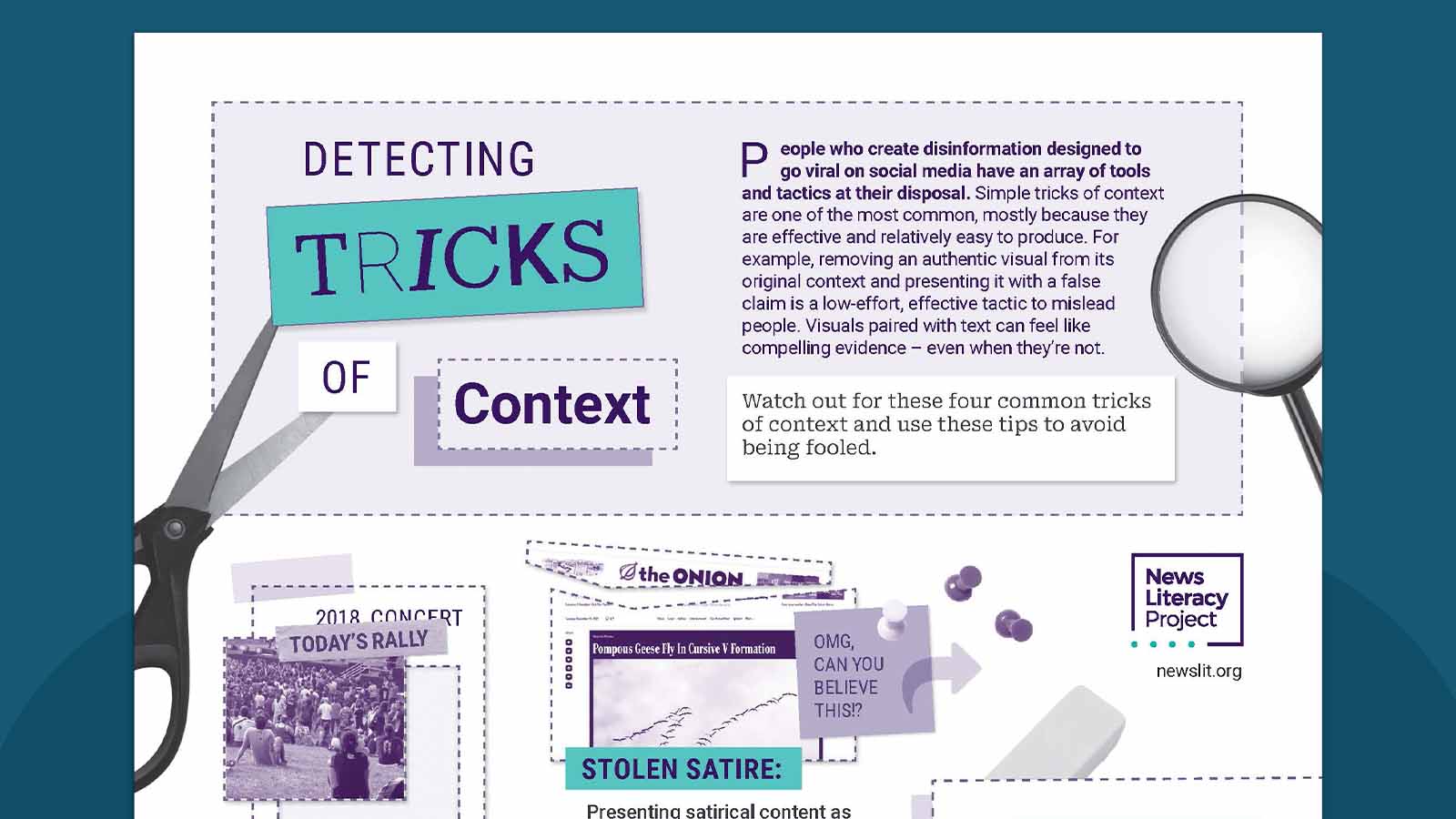 Free News Literacy Posters To Help Students Know What To Trust Online Image of the Tricks of Context poster