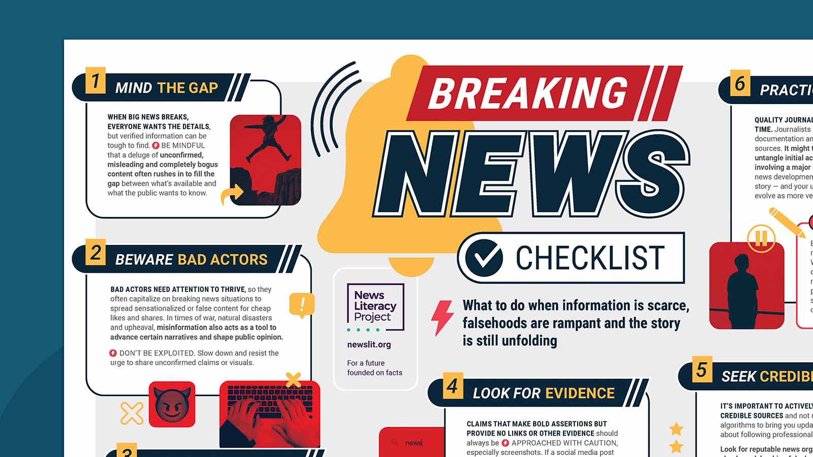 Free News Literacy Posters To Help Students Know What To Trust Online Breaking news infographic image