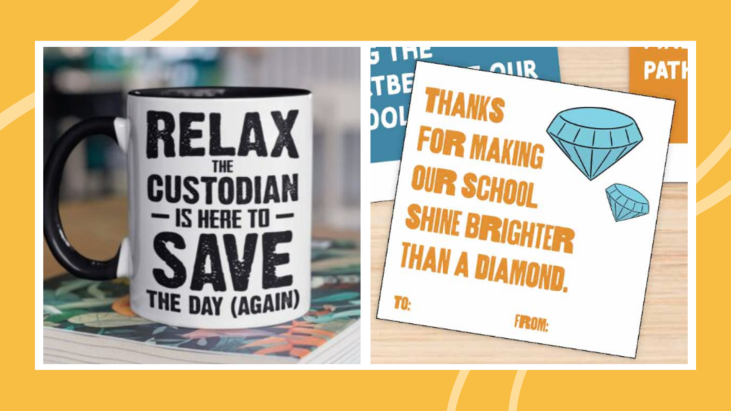 National custodian day gifts like a mug and thank-card.