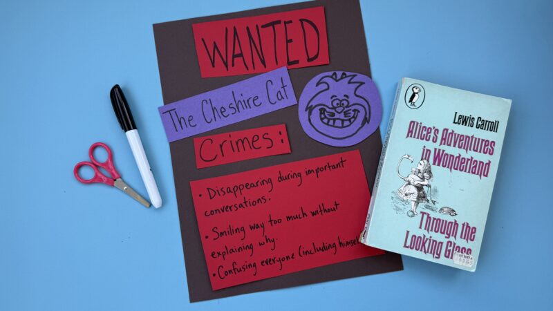 Colorful Wanted poster based on book