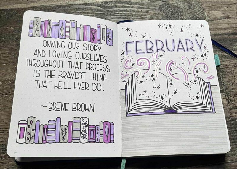 Bullet Journal Ideas: Quotes Bullet journal spread with illustrated quote