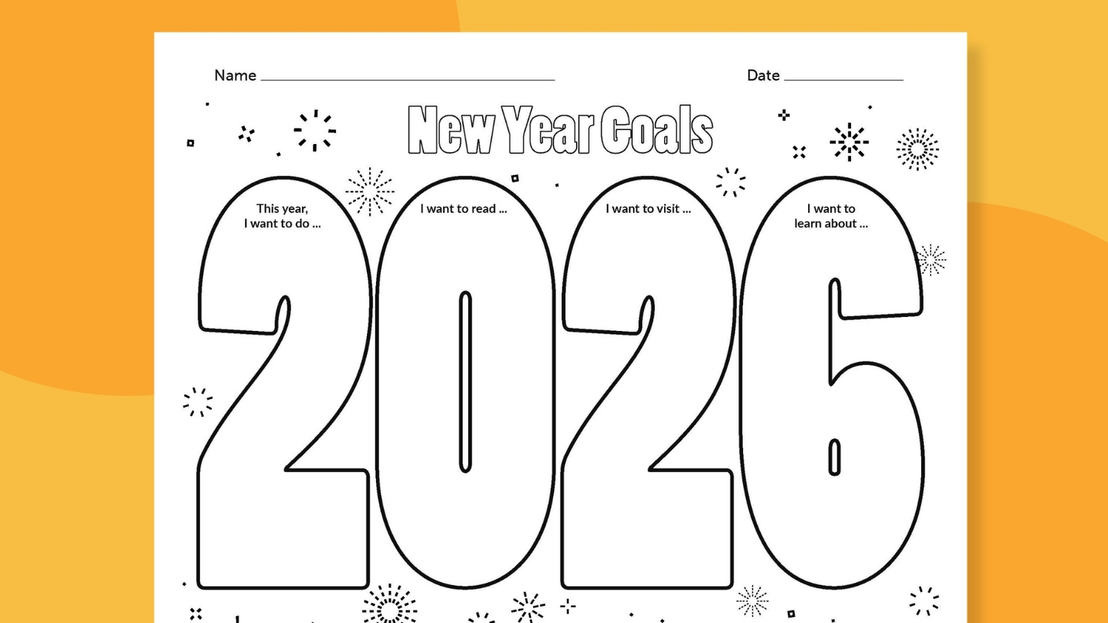 printable new year goals template example