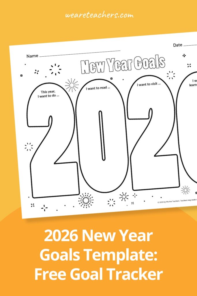 2026 new year goals template free goal tracker pinterest pin