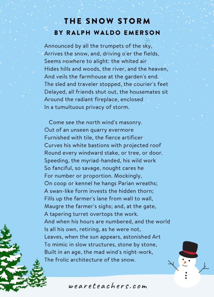 Winter Poems for Kids The Snow Storm a picture of the poem