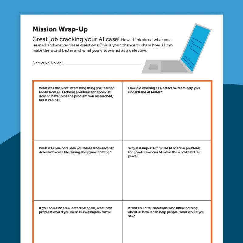 Free Lesson Plan: How AI is Solving Real-World Problems Image from the reflection activity of the AI Detectives lesson plan