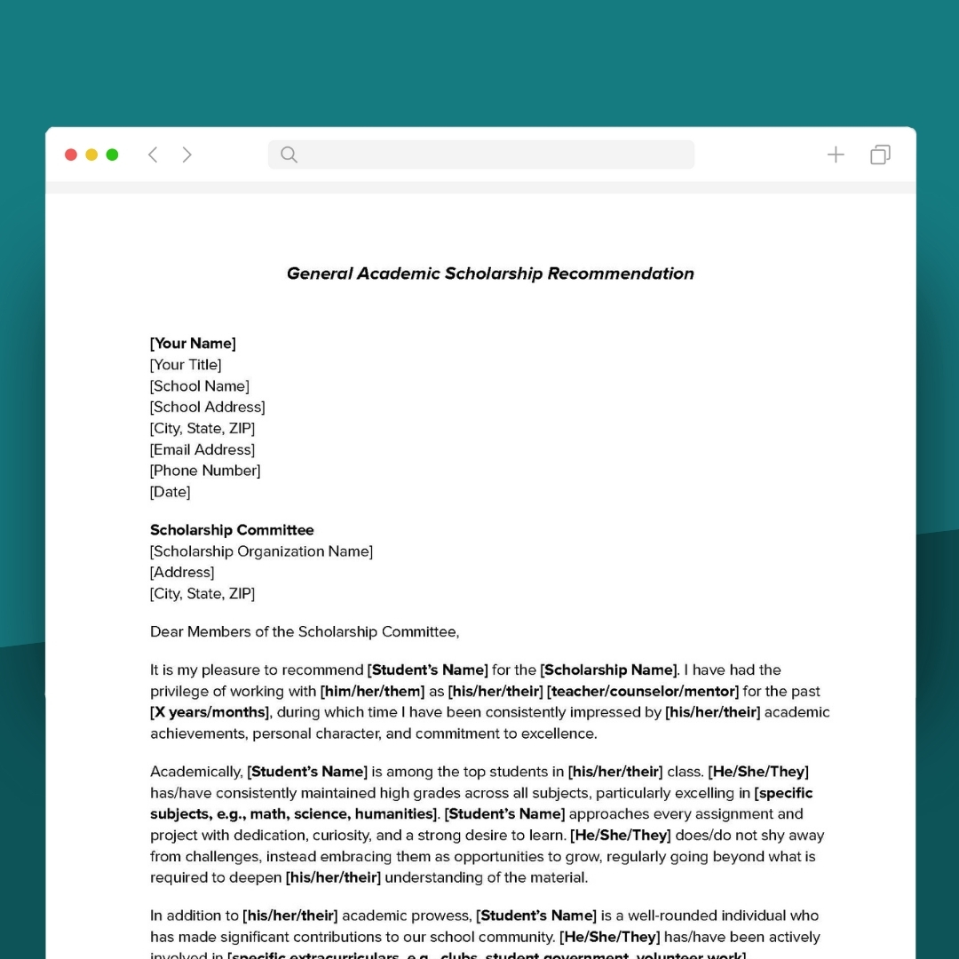 Academic Scholarship Recommendation Letter Sample Academic Scholarship Recommendation Letter Sample