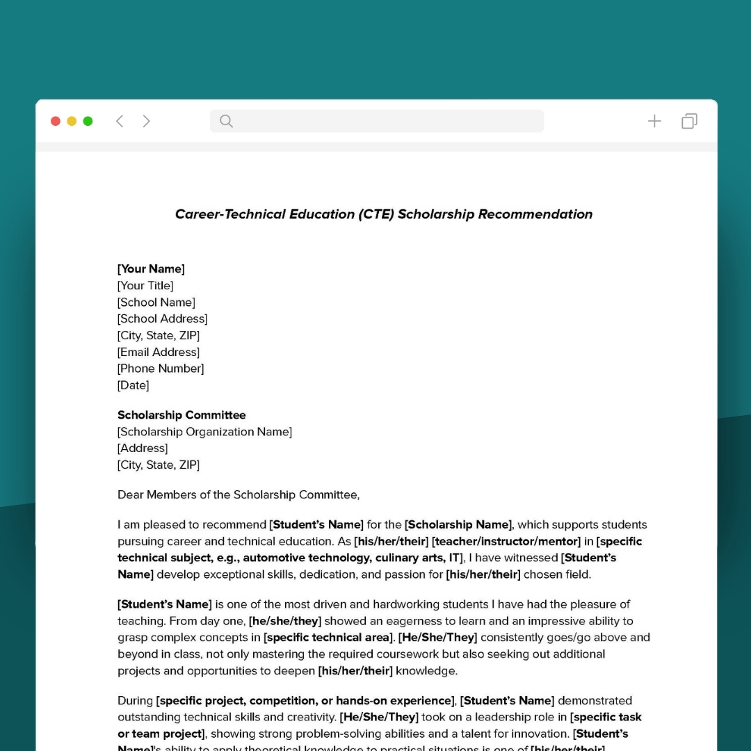 Career-Technical Education (CTE) Scholarship Recommendation Career-Technical Education (CTE) Scholarship Recommendation