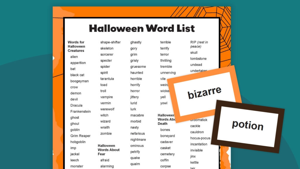 Get your free Halloween word printables!