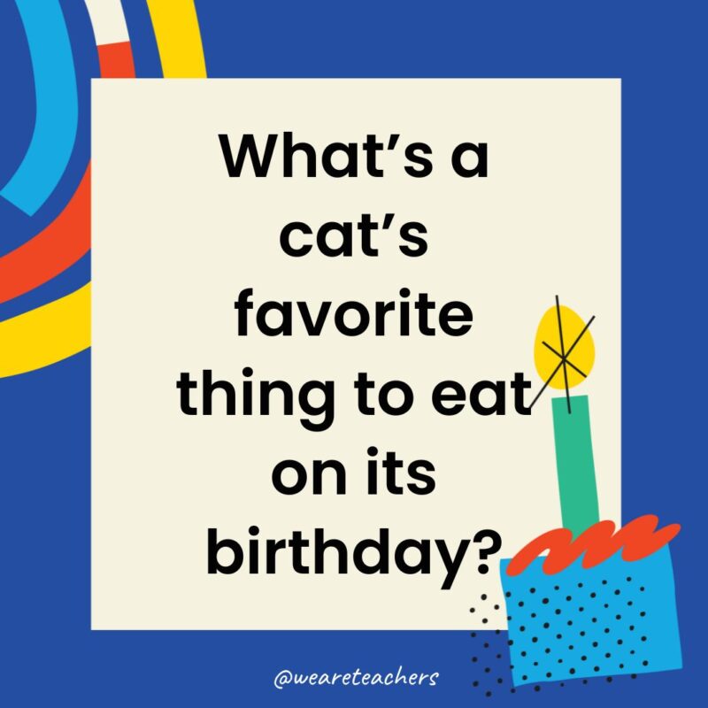 Birthday Jokes for Kids What’s a cat’s favorite thing to eat on its birthday?