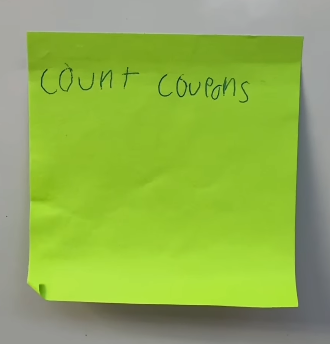 Student illustration on Post-It of what people in their 40s do for fun