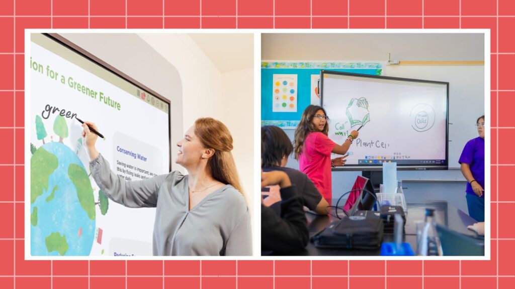 Images of teachers and students using MyViewBoard